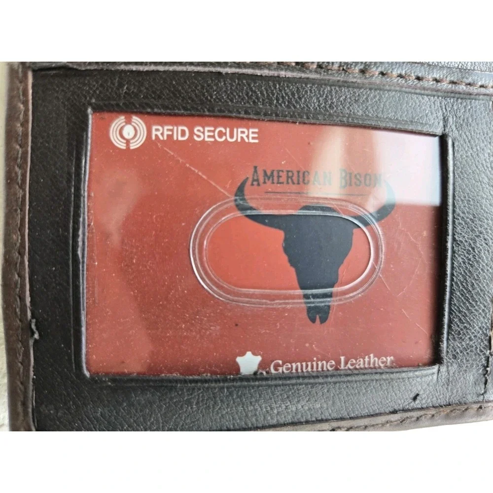AMERICAN BISON RFID CARD LEATHER WALLET IN BOX !